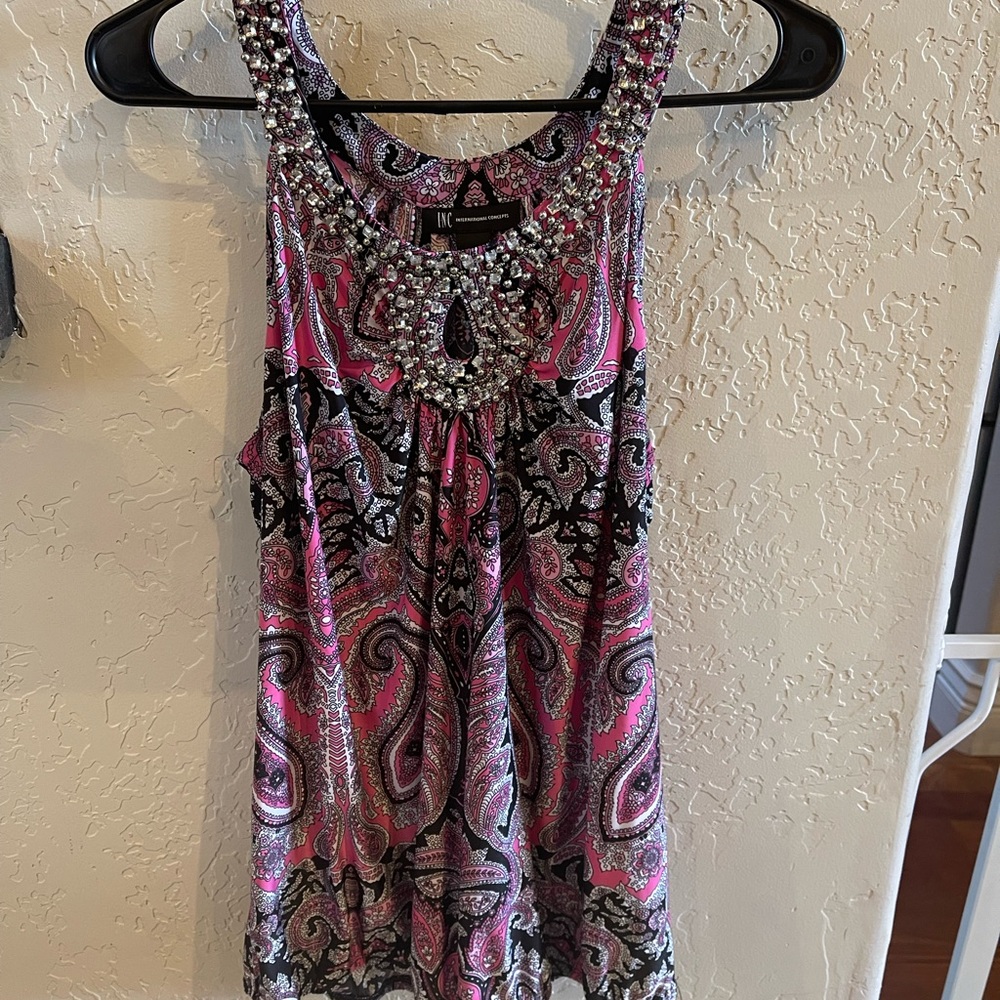 Beautiful beaded with diamond accent INC woman’s blouse